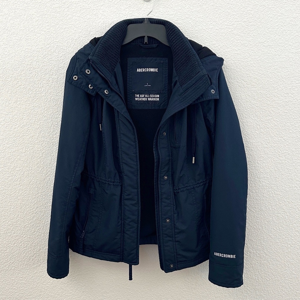 Abercrombie Fitch Women's Bomber All Season Weather Warrior Jacket Navy S